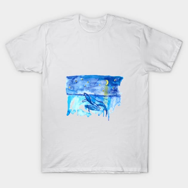 Humpback whale T-Shirt by RosaliArt